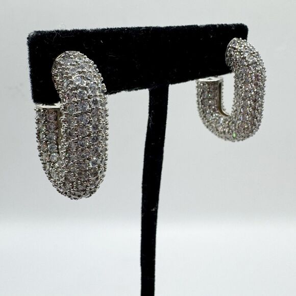 Luv Aj Silver Crystal Earrings - Picture 2 of 11